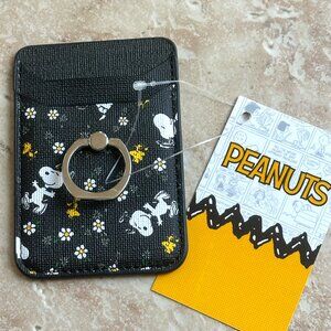 PEANUTS PHONE STICKER POCKET WITH RING GRIP:NWT SNOOPY & WOODSTOCK